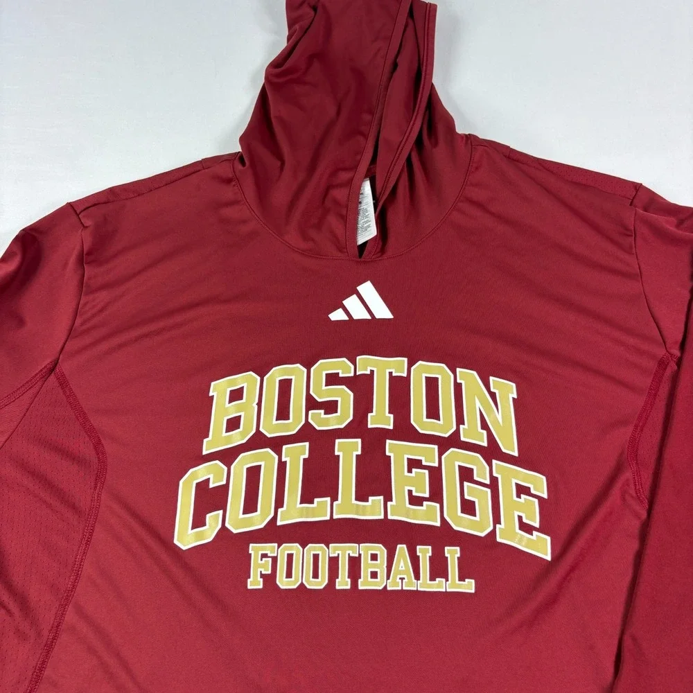 Boston College Eagles Hoodie Mens 2XL Red Adidas Player Issued Pullover NCAA